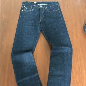 RRL slim once washed denim